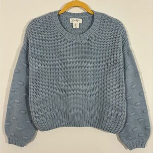 Jessica Simpson Women's Size S Cozy Blue Knit Textured Sleeve Sweater